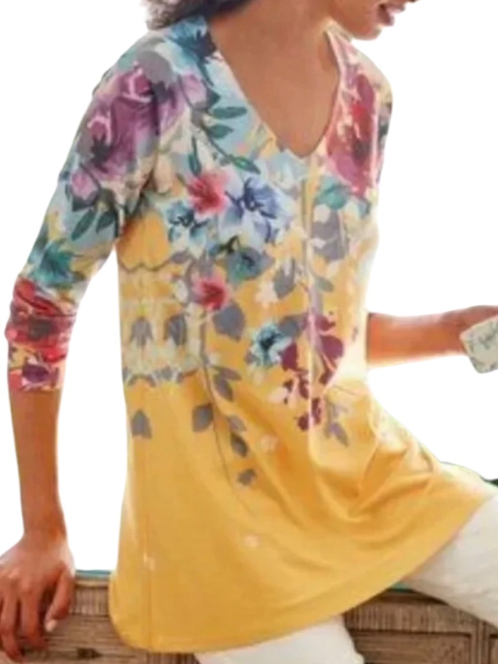 Like New Soft Surroundings Delphina Floral Sweater Top Size Medium
